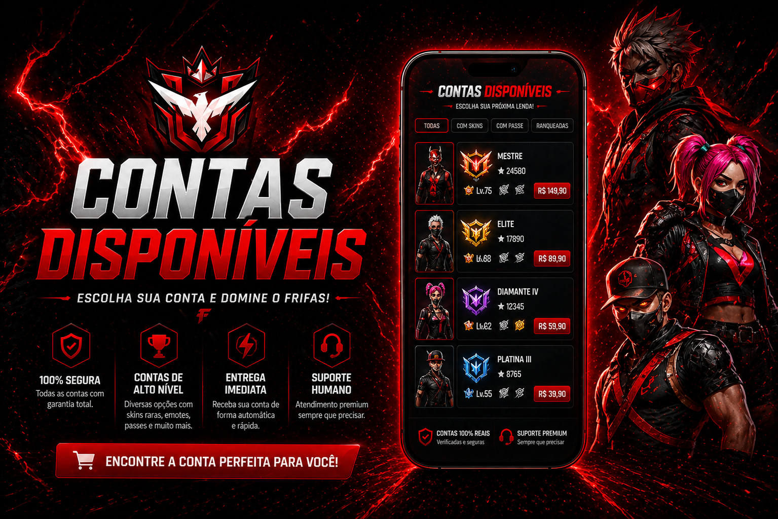 Contas Disponíveis — Escolha sua conta e domine o Frifas